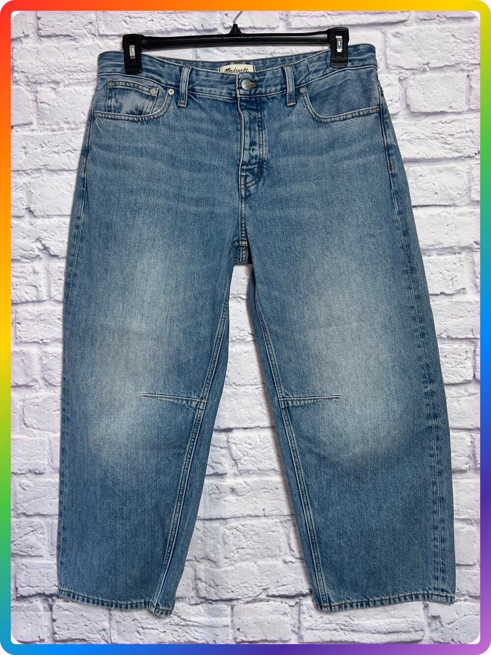 Madewell Darted Barrel-Leg Jean WOMENS 30P Petite Blue Button Fly RUNS LARGE